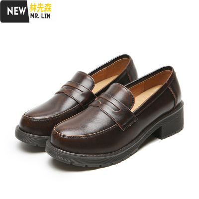 林先森娜叔日系小皮鞋女英伦风JK鞋制服鞋子厚底乐福鞋配裙子的单鞋中跟休闲鞋