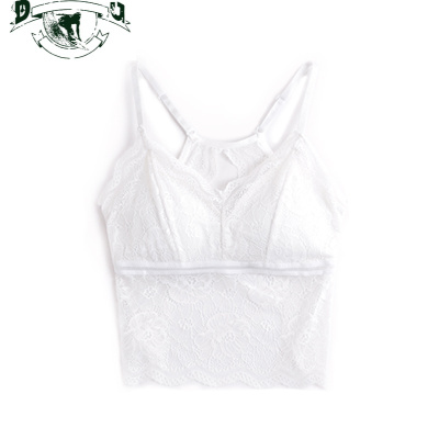 HLCOMAN新款百搭美背吊带薄款蕾丝裹胸带胸垫交叉聚拢性感背心抹胸女内衣抹胸