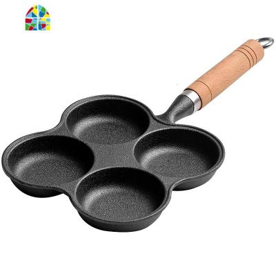 铸铁煎蛋锅鸡蛋汉堡机专用煎锅煎蛋模具汉堡锅家用不粘锅早餐 FENGHOU 四孔蛋饺专用+油刷+铲子