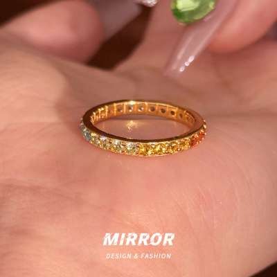 925纯银指尖彩虹戒指女指环尾戒小众高级感气质潮时尚新 BCJ3501送女朋友老婆情人节七夕生日礼物