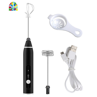 打蛋器无线充电USB电动家用小型自动手持奶油打发机烘焙工具 FENGHOU 黑色+刷子刮刀