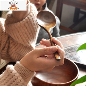 敬平网红吃播长柄木勺干饭人专用勺日式吃饭勺超大木头勺子喝汤勺 均色