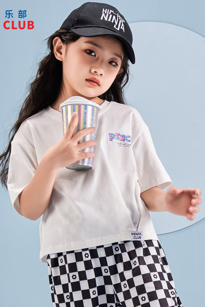 [1件3折]铅笔俱乐部2025夏装新品女童T恤儿童印花短袖中大童宽松潮流上衣