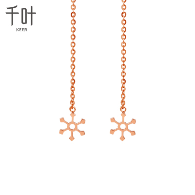 千叶珠宝首饰耳钉耳环耳饰耳线耳坠彩金玫瑰金白金18K金冰雪冰雪/18K金耳线/单只/玫瑰金