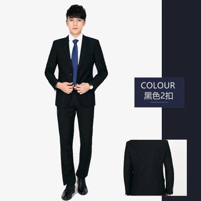 贵宾西服套装男士三件套青年职业装免烫商务面试正装西装臻依缘