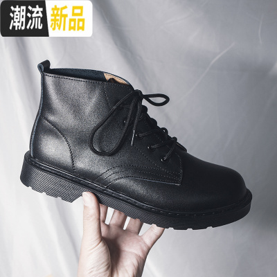 经典马丁靴黑色真皮短靴高帮皮鞋韩版机车靴情侣男女皮靴加绒靴子广赫