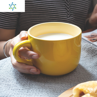 北欧陶瓷大号早餐杯燕麦杯牛奶茶杯大容量大口马克杯色早餐碗杯三维工匠