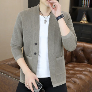 男士针织开衫男士春秋季针织开衫外套新款时尚休闲毛衣外套男