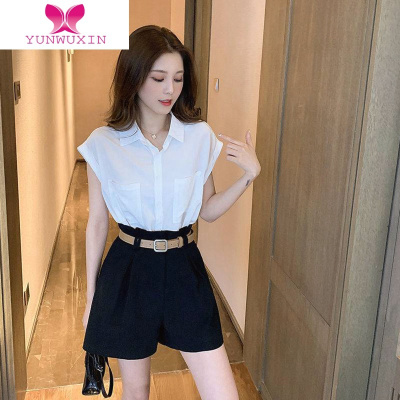 YUNWUXIN2021年夏季新款网红炸街休闲时尚轻熟风气质职业短裤两件套装女潮女装套装夏季