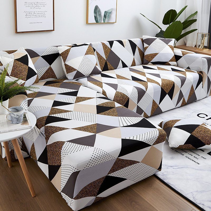 弹力懒人沙发套罩通用型全包萬能套北欧简约布艺沙发垫全盖布一套 銮金 L形组合沙发(贵妃XL码+沙发L码)