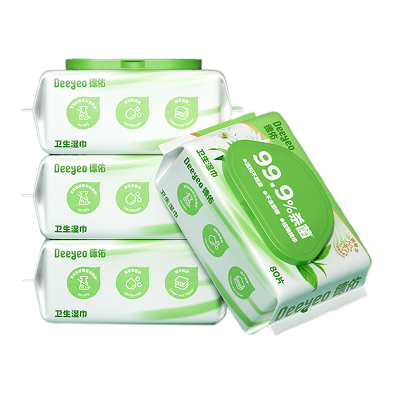 德佑湿巾80片*4包杀菌润肤加大加厚A版10020196
