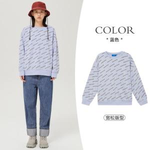 [1件3折价:79.5]美特斯邦威宽松卫衣女潮流时尚字母印花圆领女士上衣情侣