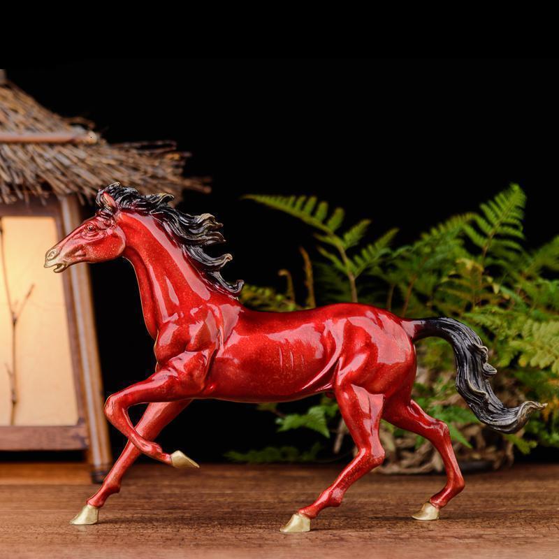 家柏饰(corated)铜马摆件铜 马到成功摆件办公室大黑马生日开业礼品