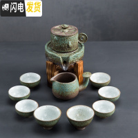 三维工匠石磨半全自动功夫茶具套装懒人简约陶瓷个性创意家用茶壶杯泡茶器 绿陶自动茶具.进宝10头