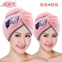 干发帽女吸水速干擦头发毛巾干发巾浴帽洗头干发可爱包头巾 三维工匠 卡通黑白猫[蓝色+蓝色]