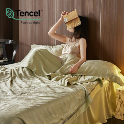 兰精天丝蚕丝夏凉被四件套薄款提花高级空调被冰丝薄被子被芯