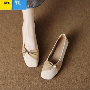 聚范红青蜓平底浅口单鞋女2024款晚晚风软底百搭豆豆鞋