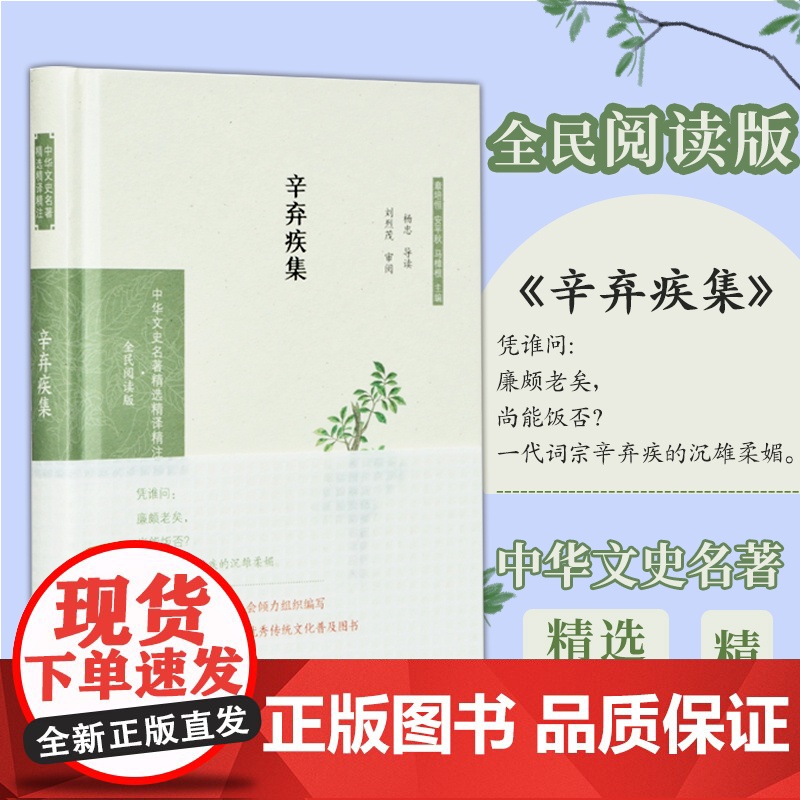 辛弃疾集 中华文史名著精选精译精注丛书 32开精装 南宋豪放派词人辛弃疾诗词集 辛弃疾词 选译辛弃疾82首词 反映了辛词