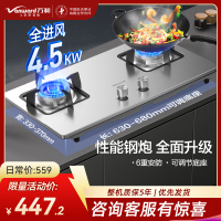 万和(Vanward) 一级能效 液化气燃气灶不锈钢面板 4.5KW火力嵌入台式两用灶具 双眼灶JZY-B7B53