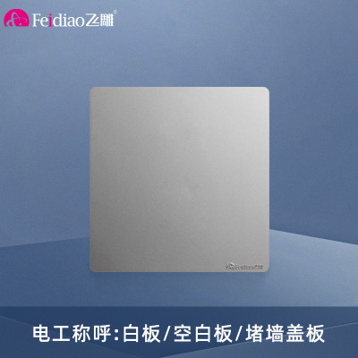 飞雕(FEIDIAO)开关面板A7纯平大板 空白面板 电源墙壁开关空白面板 A7月光银空白面板