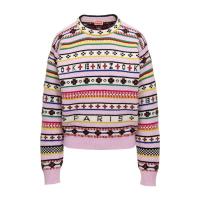 高田贤三(Kenzo)羊毛棉混纺嵌花圆领毛衣女运动卫衣春秋时尚休闲