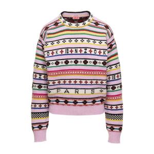 高田贤三(Kenzo)羊毛棉混纺嵌花圆领毛衣女运动卫衣春秋时尚休闲