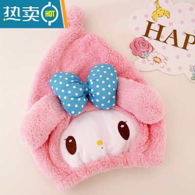 敬平卡通干发帽强吸水速干加厚擦头发干发巾可爱包头巾成人儿童女孩子 粉美乐蒂圆眼款