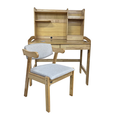 亿铁(YI TIE)实木书桌椅带书架一体写字桌椅