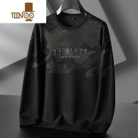 YANXU圆领卫衣男秋季新款潮流胖子加肥加大码宽松休闲长袖T恤套头打底