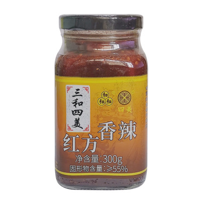 三和四美香辣红方豆腐乳300g调味火锅蘸料腐乳扬州特产瓶装下饭菜