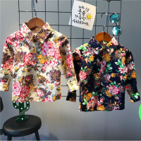 儿童立领衬衫新款童装花童衬衣宝宝碎花长短袖衬衫中小童花衬衫