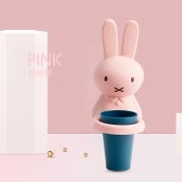 儿童训练牙刷杯吸盘洗漱杯免打孔 卡通可爱壁挂置物架牙具座套装 三维工匠 柠檬黄(黏贴式)送牙刷