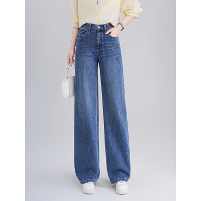 20266春季新款百搭时尚牛仔高腰中弹直筒显身高质感长裤