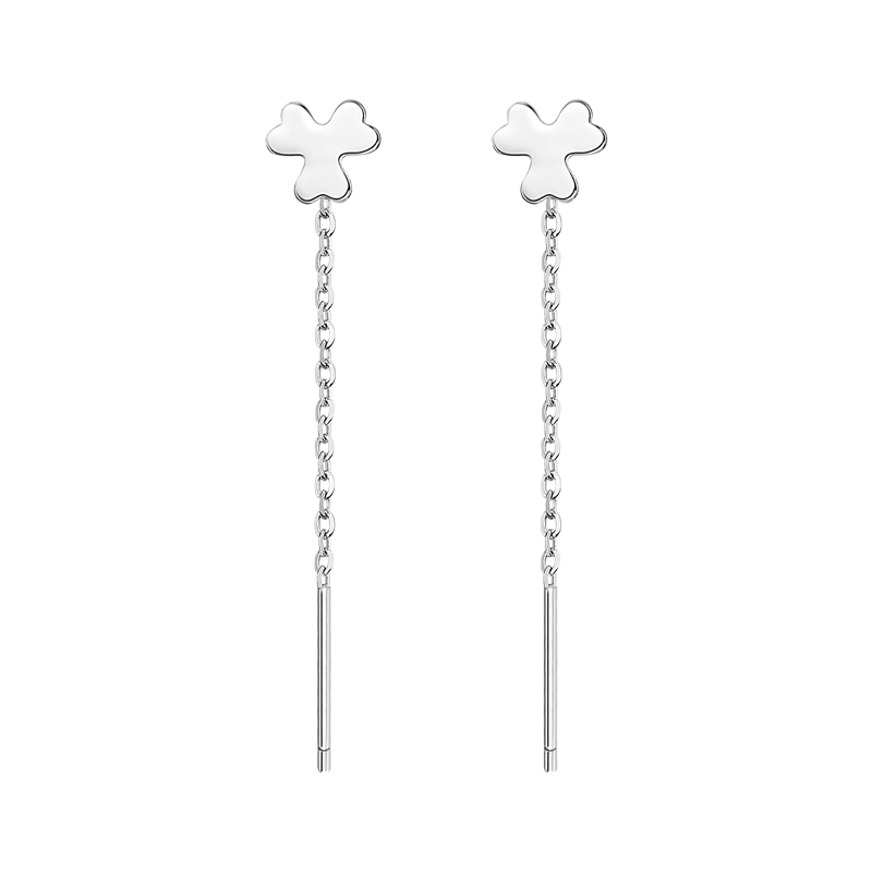 925纯银耳钉银匠三叶花朵幸运草耳线清新耳环耳钉日韩女款送女朋友老婆情人节七夕生日礼物