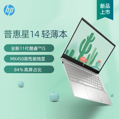 惠普(hp)星14-dv0005TX14英寸十一代轻薄本商务办公笔记本电脑（i5-1135G716G512GMX450-2G独显72%高色域指纹识别）月光银