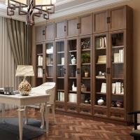 森美人简约现代书房两储物文件定制组合书柜书架玻璃书橱展示架