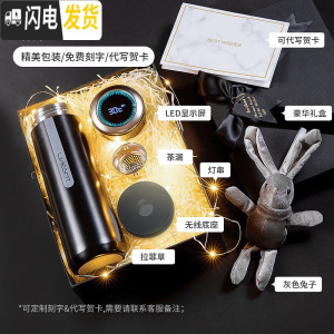 三维工匠保温杯女简约清新森系可爱大容量带温度显示会提醒喝水的 [耀岩黑480]温度显示+喝水提醒+免费刻字+豪华礼盒