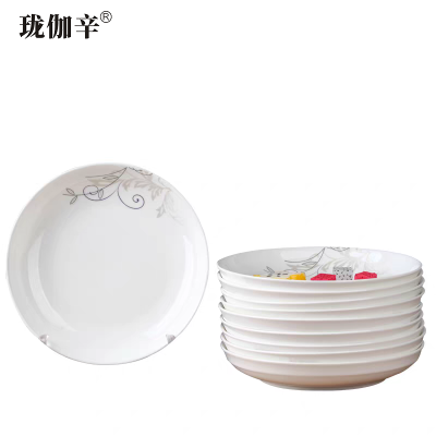 珑伽辛 陶瓷餐具金枝菜盘 8英寸10个装/套