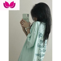 七斓薄荷绿美式复古短袖T恤女夏季oversize设计感小众宽松上衣ins