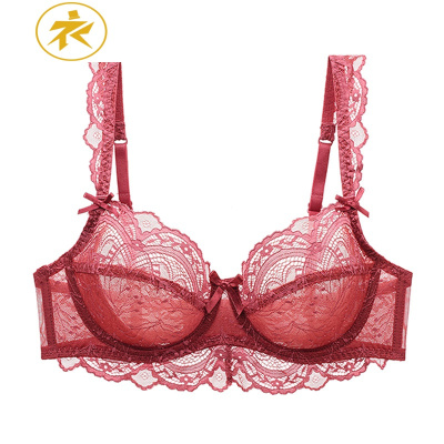 Ideamini性感内衣女薄款大胸显小聚拢上托防下垂文胸蕾惑超薄套装文胸套装