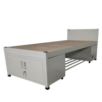 广亿隆单人铁架床带柜鞋架工地制式铁床