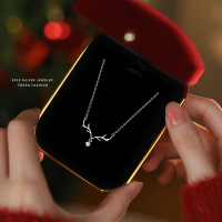 s925纯银一鹿有你鹿角项链女森系清新小众气质锁骨链圣诞礼品批发送女朋友老婆情人节七夕生日礼物