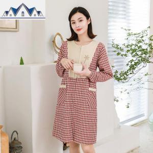 韩版有袖做饭围裙前开式拉链家用棉长袖罩衣厨房防水防油工作服 三维工匠