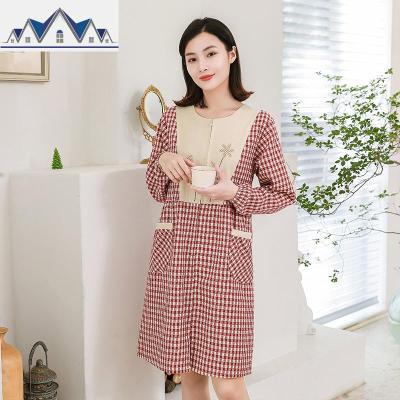 韩版有袖做饭围裙前开式拉链家用棉长袖罩衣厨房防水防油工作服 三维工匠