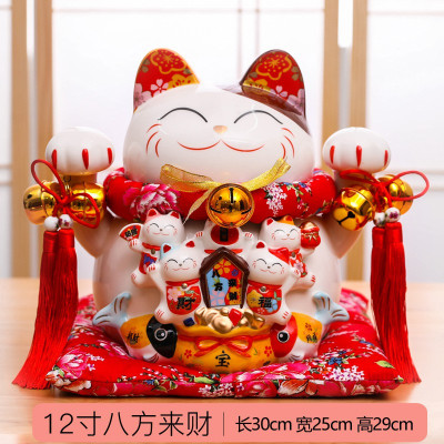摆件陶瓷大号电动摇手发财猫存钱罐店铺收银台开业创意礼品三维工匠14寸进宝（电动摇手）电池款高度32厘米猫