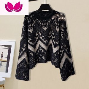 七斓大码女装搭配一整套2023新款胖妹妹显瘦遮肉毛衣套装春季