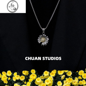 JiMiChuan/权志龙同款小雏菊复古钛钢项链男欧美ins简约百搭锁骨链女 银色60cm/现货