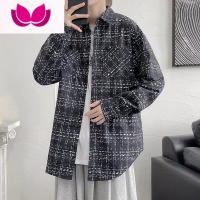 七斓炸街痞帅ins长袖格子外套潮牌工装衬衫休闲高级感宽松衬衣