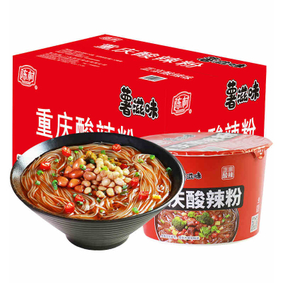 保质期至21年9月份，介意慎拍-陈村重庆酸辣粉酸辣味110g/桶细红薯粉条方便粉丝非油炸速食