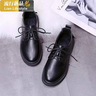 黑色小皮鞋女2019春款新款百搭英伦风平底日系jk学院单鞋2020春季知义(ZHIYI)休闲鞋